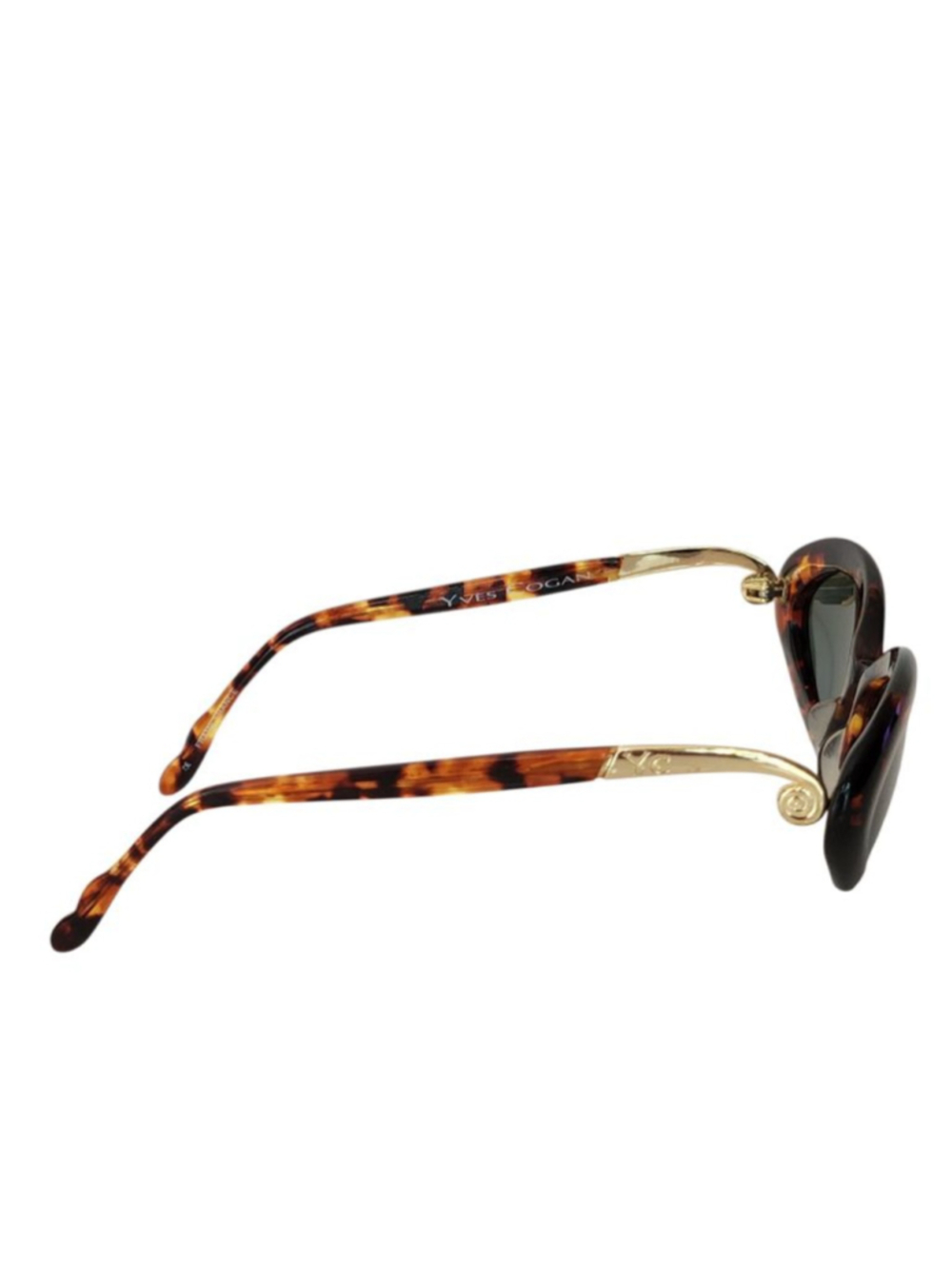 YVES COGAN Vintage Tortoiseshell Gold Green Lens Oval Sunglasses Y901 52 mm - Picture 5 of 11